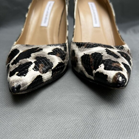 Diane Von Furstenberg DVF Snake Embossed High Stiletto Heels Shoes Size 7.5 - Picture 4 of 8